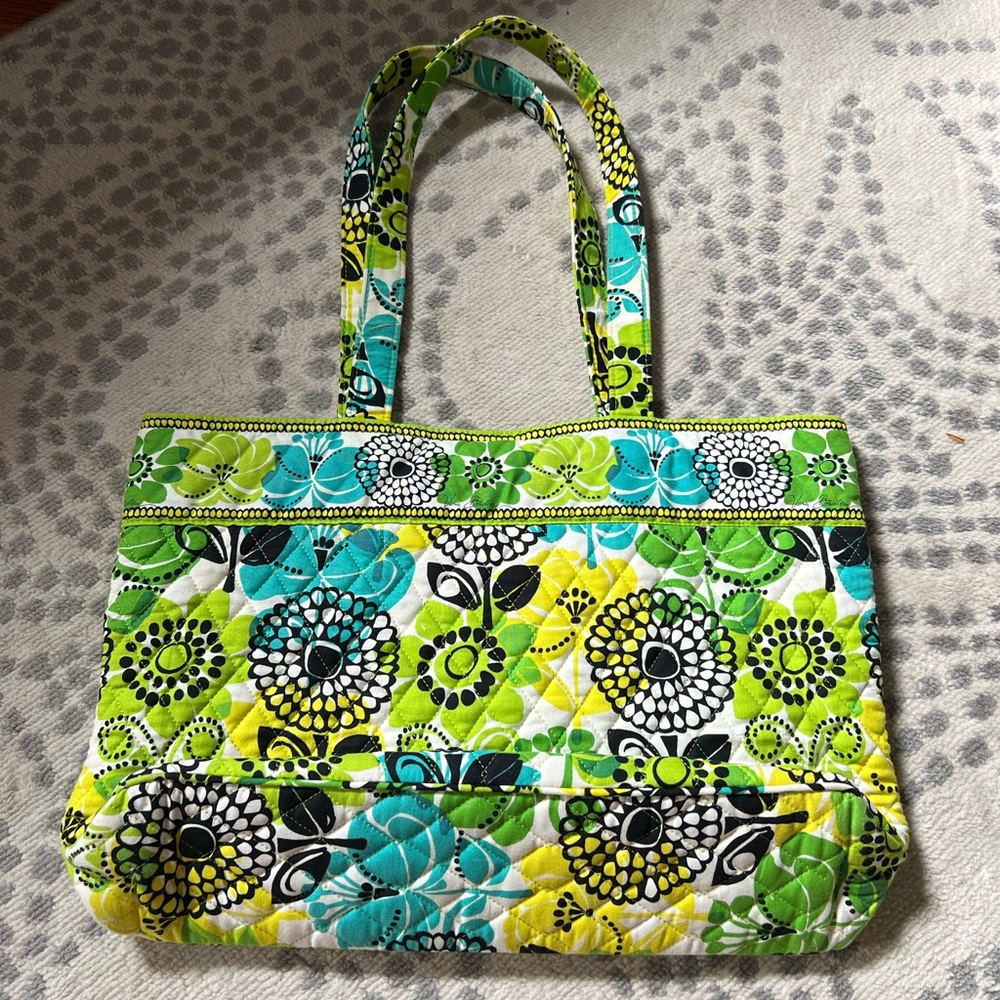 Vera Bradley, green and blue tote. Great condition.